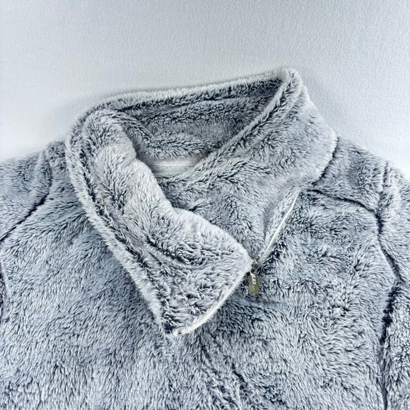 St. Johns Bay Fleece Pullover Quarter Zip Womens Sz L Faux Fur Gray Soft Cozy - Picture 9 of 11
